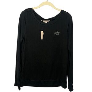 Victoria Secret Women's “Love” Loungewear Cozy Black Long Sleeve Top Sz XS NWT